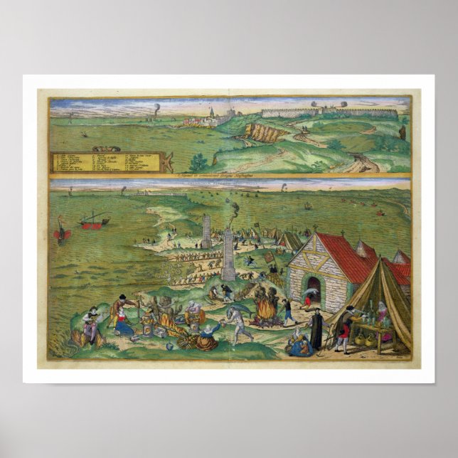 Affiches Carte de Cadix, de Civitates Orbis Terrarum par G (Devant)