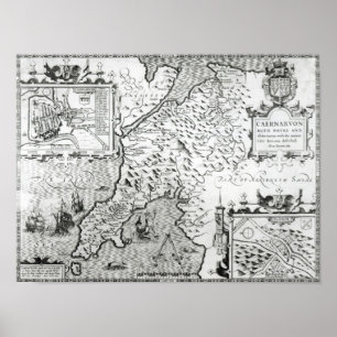 Affiches Carte de Caernarvon, 1616