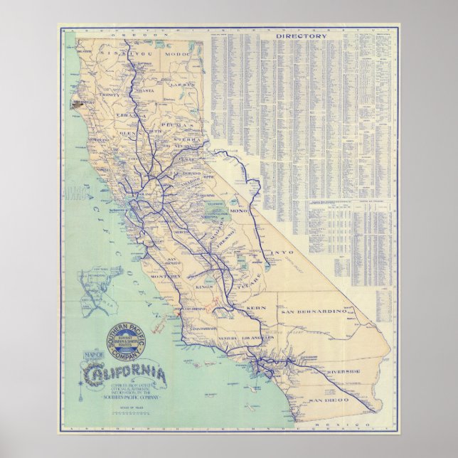 Affiches Carte de Californie 4 (Devant)