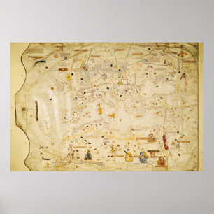 Affiches Carte de Charles V, carte de Mecia