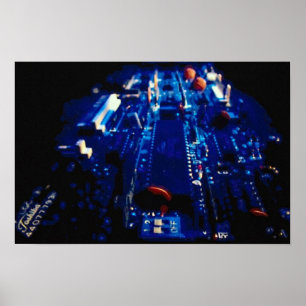 Affiches Carte de circuit bleu en perspective