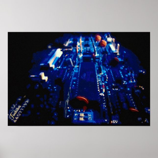 Affiches Carte de circuit bleu en perspective (Devant)