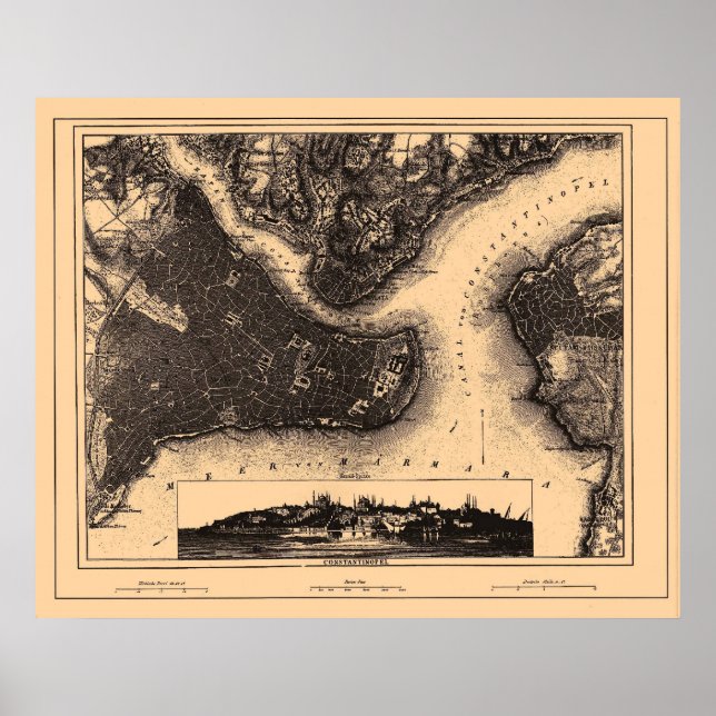 Affiches Carte de Constantiople Istanbul, vers 1890 - 1907 (Devant)