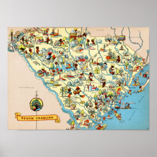 Affiches Carte de cru de la Caroline du Sud
