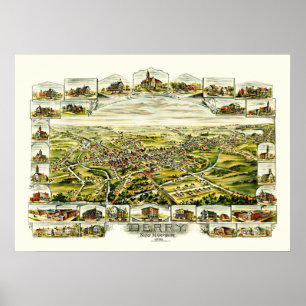 Affiches Carte de Derry, New Hampshire de 1898