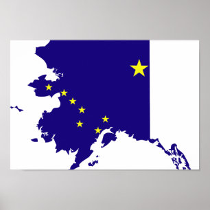 Affiches Carte de drapeau de l'Alaska