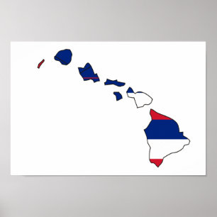 Affiches Carte de drapeau d'Hawaï