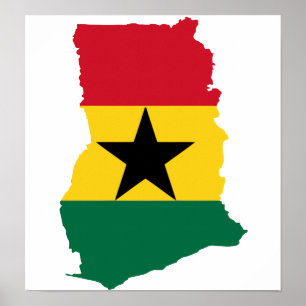 Affiches Carte de drapeau du Ghana normale