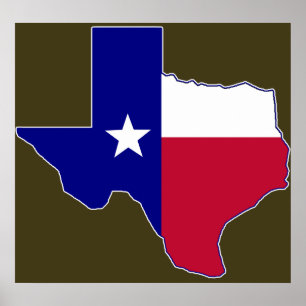 Affiches Carte de drapeau du Texas