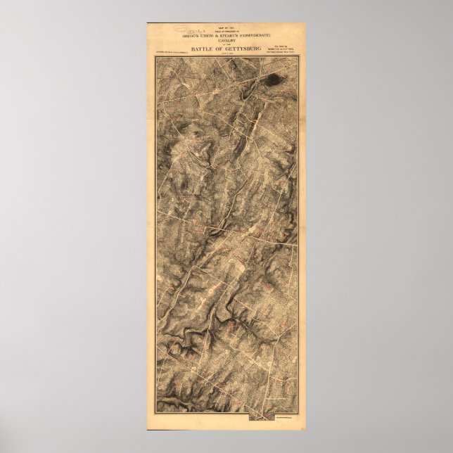Affiches Carte de Gregg & Stuart's Cavalry Battle of Gettys (Devant)