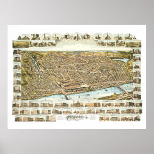 Affiches Carte de Haverhill Massachusetts de 1893