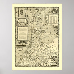 Affiches Carte de Holland Pays-Bas par Jacob van Deventer