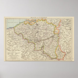 Affiches Carte de la Belgique et du Luxembourg