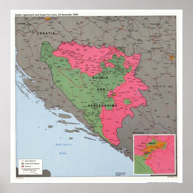 Affiches Carte de la Bosnie-Herzégovine - 1995 (Devant)