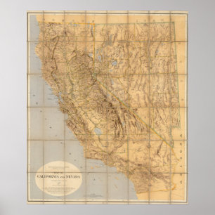 Affiches Carte De La Californie Et Du Nevada