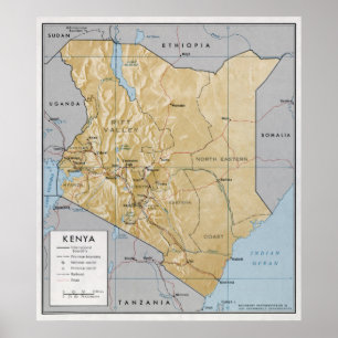 AFFICHES CARTE DE LA CIA DU KENYA 1970
