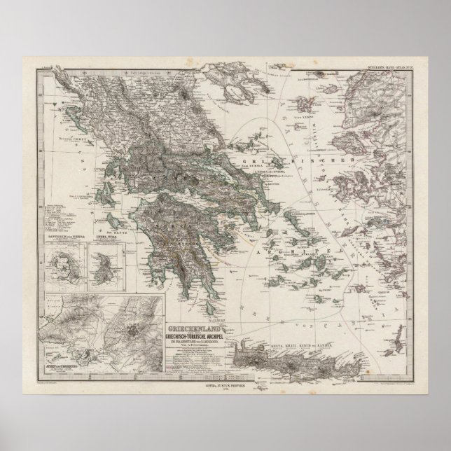 Affiches Carte de la Grèce par Stieler (Devant)