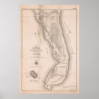 Affiches Carte de la guerre civile de Fort Fisher