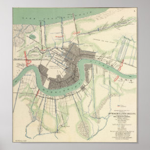 Affiches Carte de la guerre civile de la Nouvelle-Orléans 1