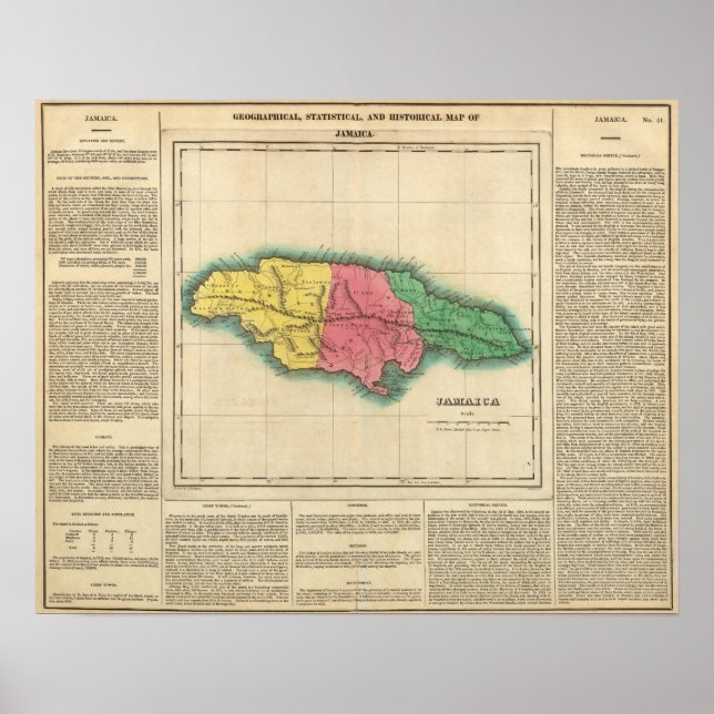 Affiches Carte De La Jamaïque (Devant)