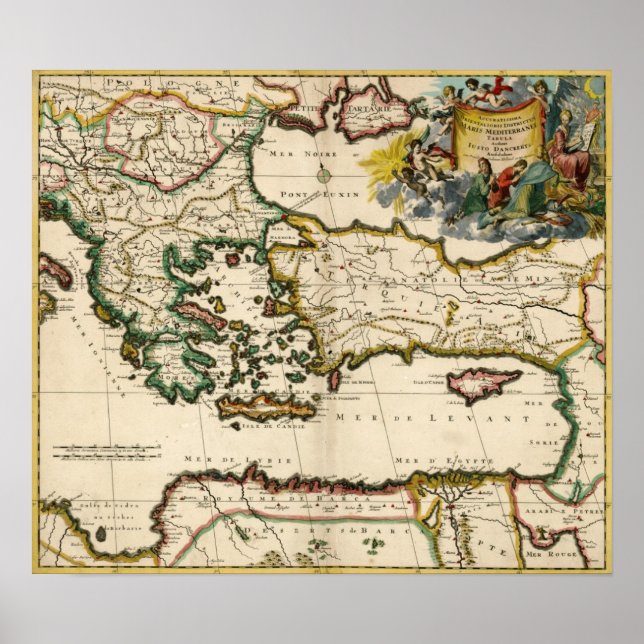 Affiches Carte de la Méditerranée orientale 1690 (Devant)