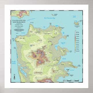 Affiches Carte de la mer de San Francisco 25ft - 16x16