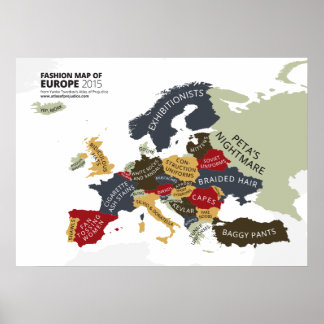 Affiches Carte de la mode européenne