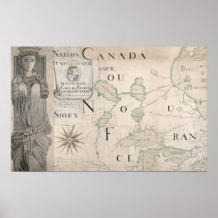 Affiches Carte de la Nouvelle-France 1699