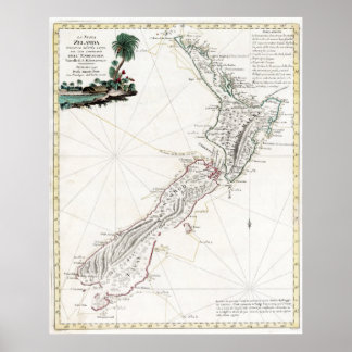 Affiches Carte de la Nouvelle-Zélande 1794