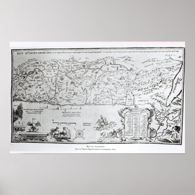 Affiches Carte de la Palestine, d'une Pâque Haggadah (Devant)