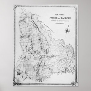 Affiches Carte de la paroisse de Hackney
