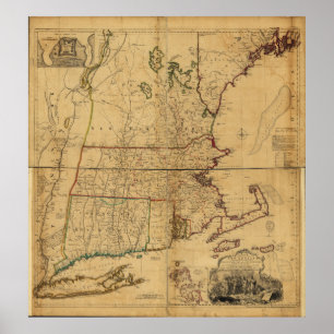 Affiches Carte de la partie la plus habitée de la Nouvelle-