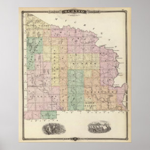 Affiches Carte de la partie nord du comté d'Oconto