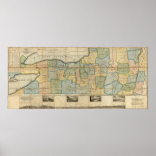 Affiches Carte de la partie occidentale de l'état de New