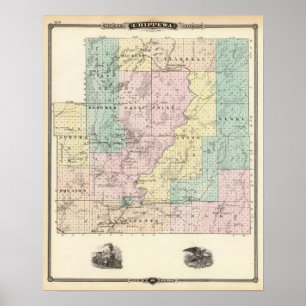Affiches Carte de la partie sud du comté de Chippewa