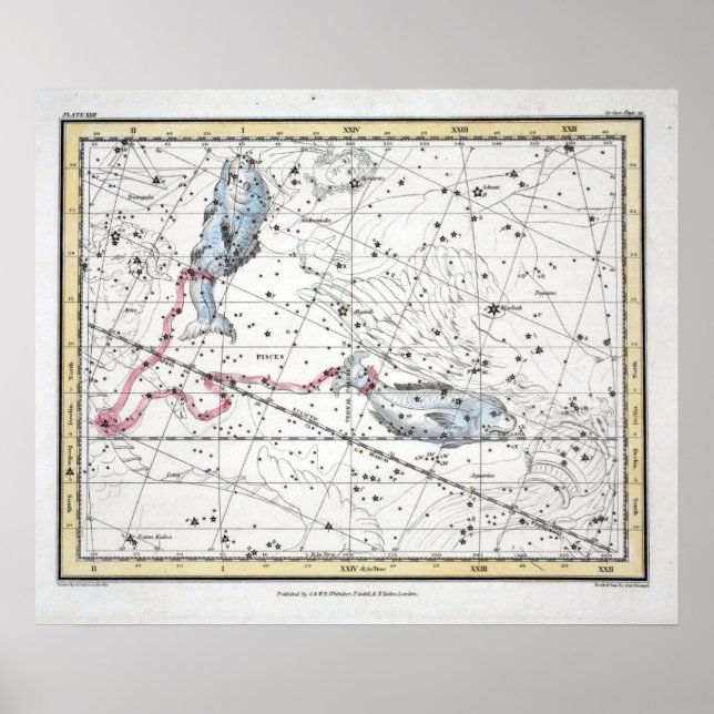 Affiches Carte de la plaque de constellations XXII (Devant)
