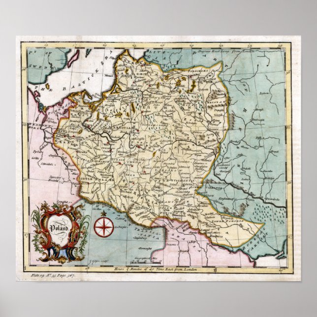 Affiches Carte de la Pologne au XVIIIe siècle (Devant)