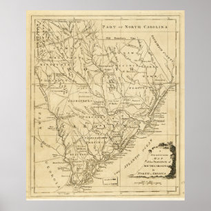 Affiches Carte de la province de Caroline du Sud (1779)