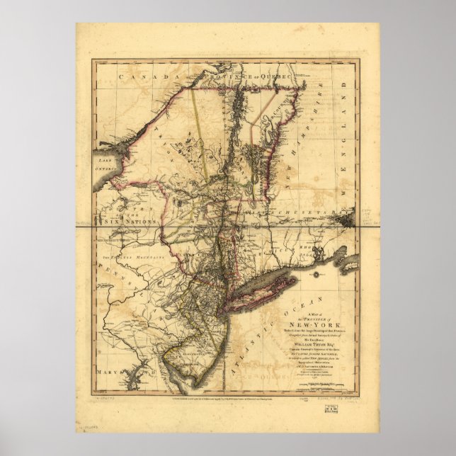 Affiches Carte de la province de New York et du New Jersey  (Devant)