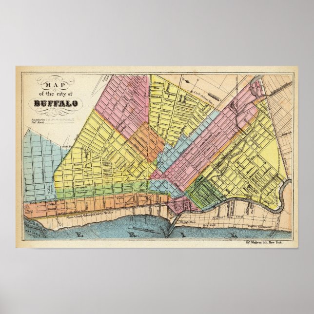 Affiches Carte de la ville de Buffalo (Devant)