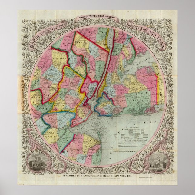 Affiches Carte De La Ville De New York (Devant)