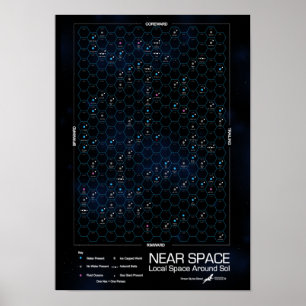 Affiches Carte de l'affiche de l'Hexagon près de l'espace