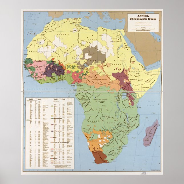 Affiches Carte de l'Afrique, Groupes ethnolinguistiques (19 (Devant)