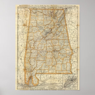 Affiches Carte de l'Alabama
