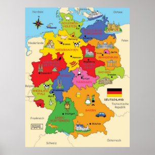 Affiches Carte de l'Allemagne