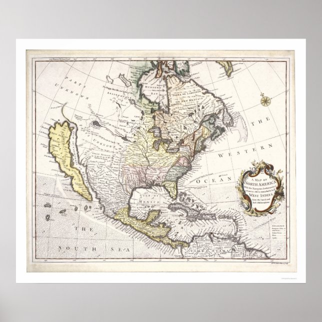 Affiches Carte de l'Amérique du Nord (Devant)