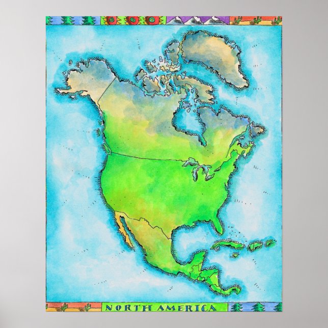 Affiches Carte de l'Amérique du Nord (Devant)
