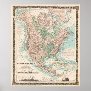 Affiches Carte de l'Amérique du Nord (1859)