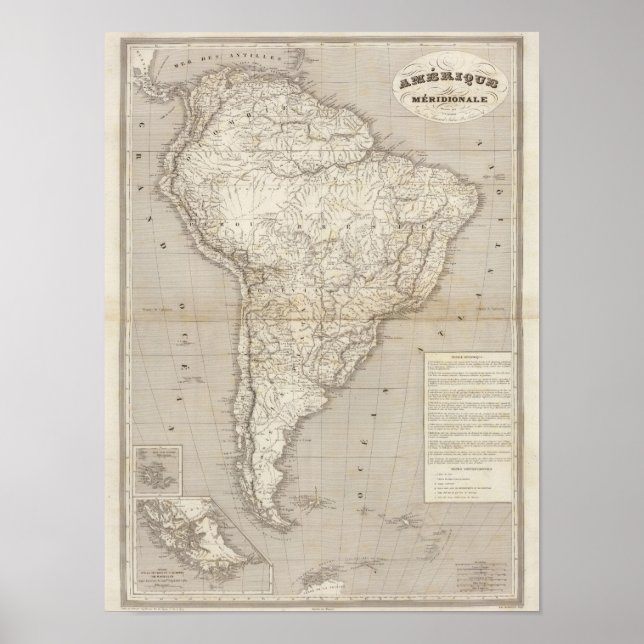 Affiches Carte de l'Amérique du Sud (Devant)