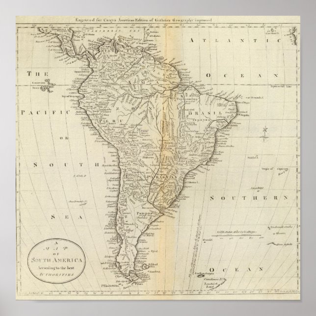 Affiches Carte de l'Amérique du Sud 2 (Devant)